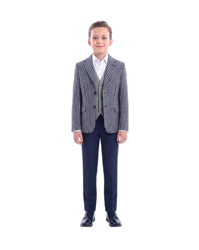 kids atelier moustache Navy Double Striped Blazer