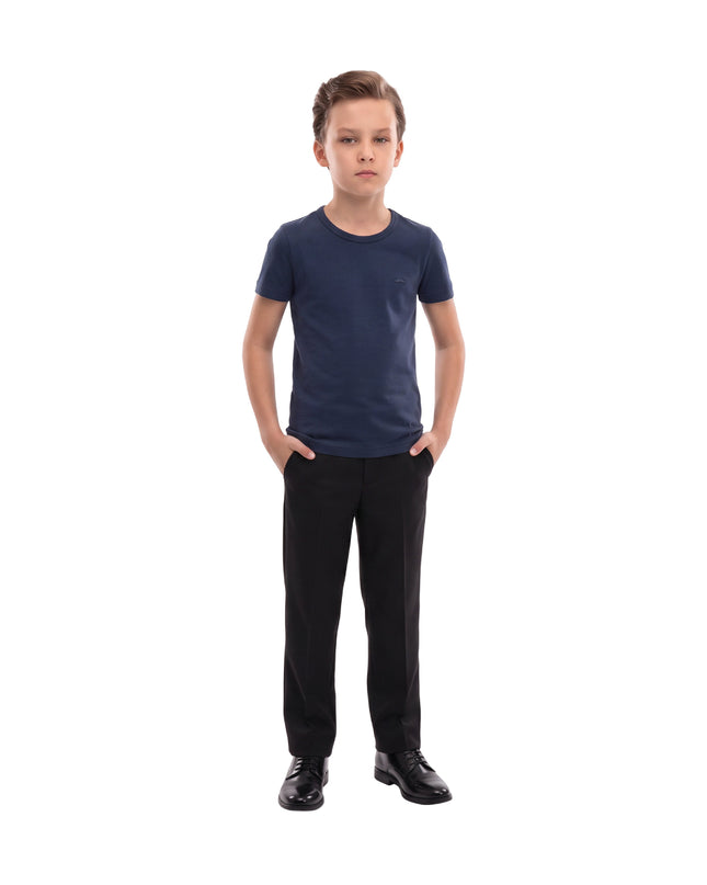 kids atelier moustache Blue Solid Cotton T-Shirt