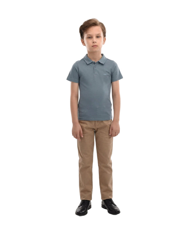 kids atelier moustache Blue Solid Logo Polo