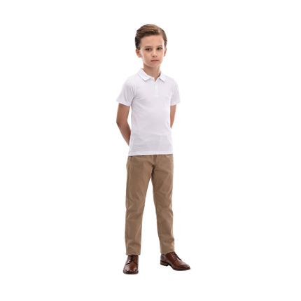 kids atelier moustache White Solid Logo Polo