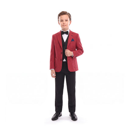 kids atelier moustache Red Rings Peak Lapel Blazer