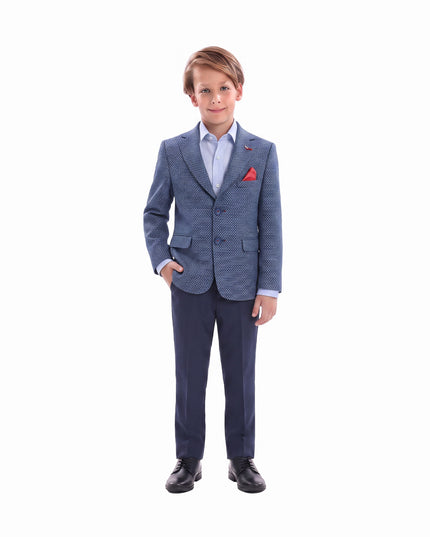 kids atelier moustache Blue Embroidered Formal Blazer