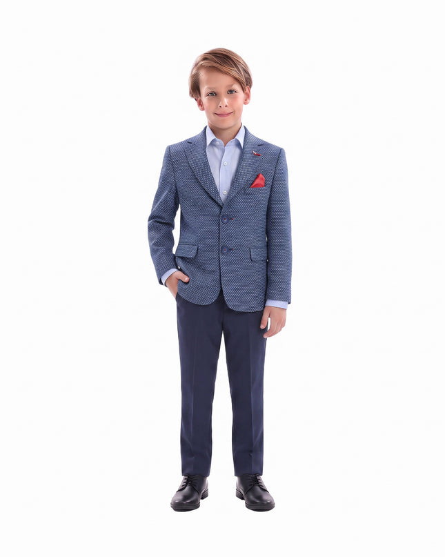 kids atelier moustache Blue Embroidered Formal Blazer