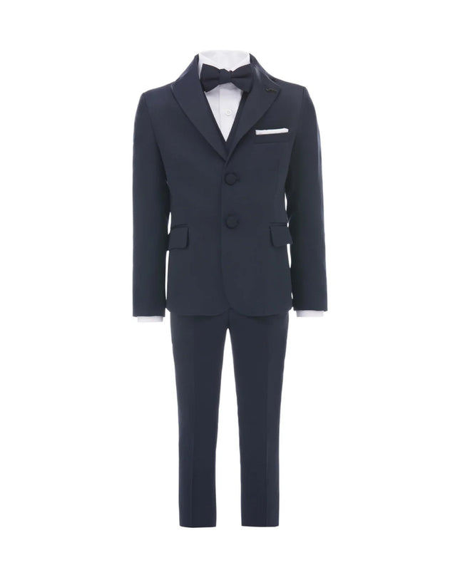 kids atelier moustache Navy Blue Peak Lapel Tuxedo