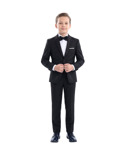 kids atelier moustache Black Glitter Trim Suit