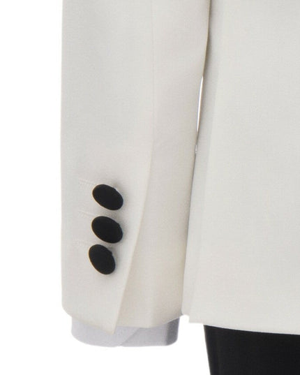kids atelier moustache Cream-Black Trim Shawl Lapel 5 Pcs Tuxedo Set