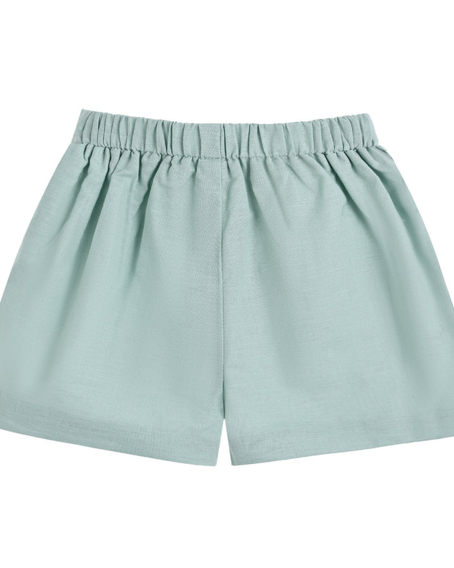 kids atelier moustache Light Green Shorts Set