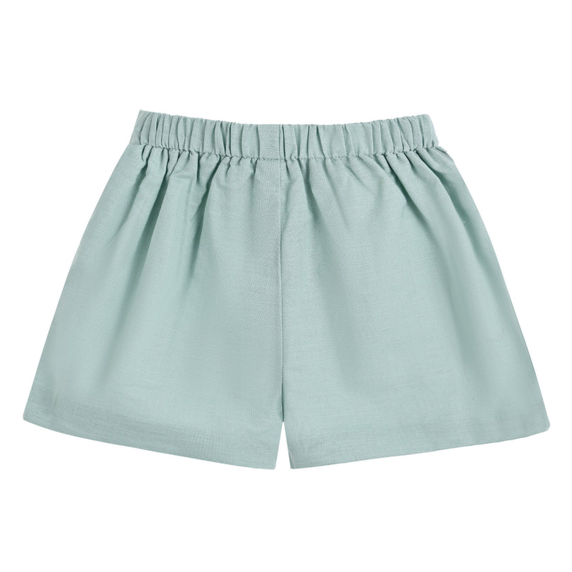 kids atelier moustache Light Green Shorts Set