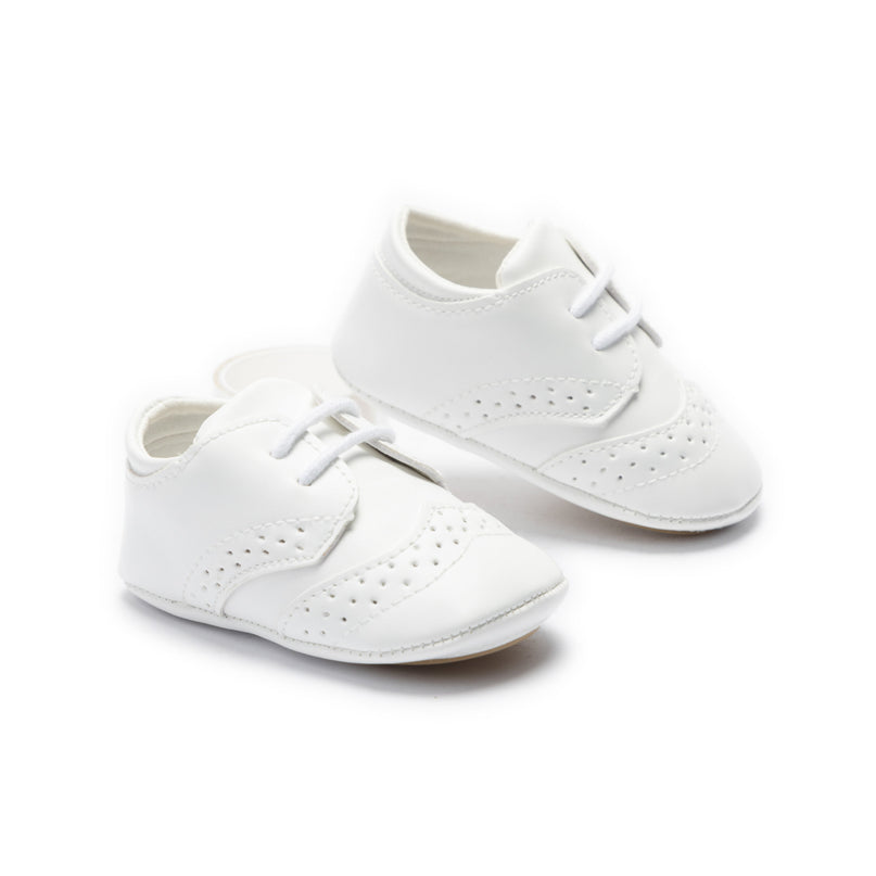 kids atelier moustache White Brogue Baby Shoes