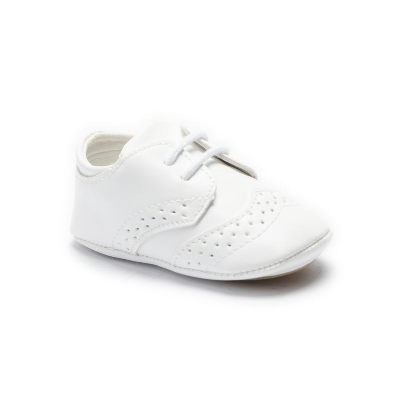 kids atelier moustache White Brogue Baby Shoes