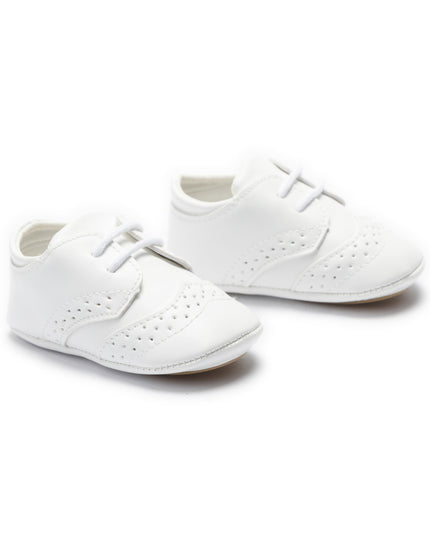 kids atelier moustache White Brogue Baby Shoes