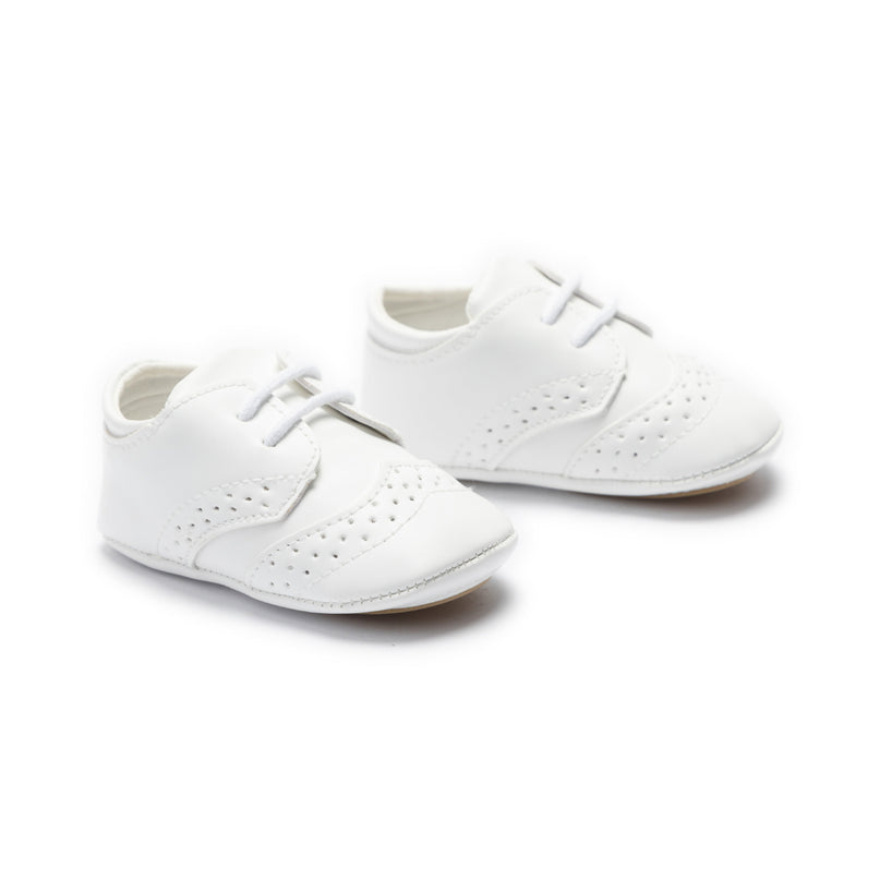 kids atelier moustache White Brogue Baby Shoes