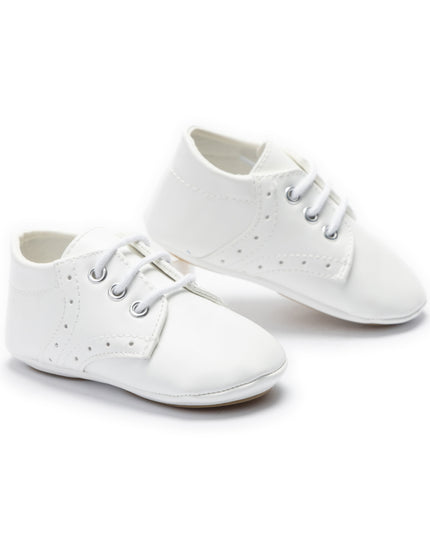 kids atelier moustache White Lace-Up Baby Shoes