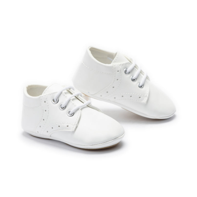 kids atelier moustache White Lace-Up Baby Shoes