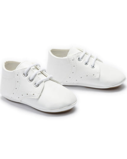 kids atelier moustache White Lace-Up Baby Shoes