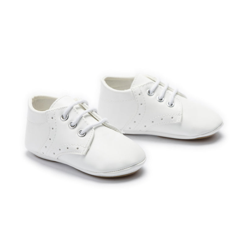 kids atelier moustache White Lace-Up Baby Shoes