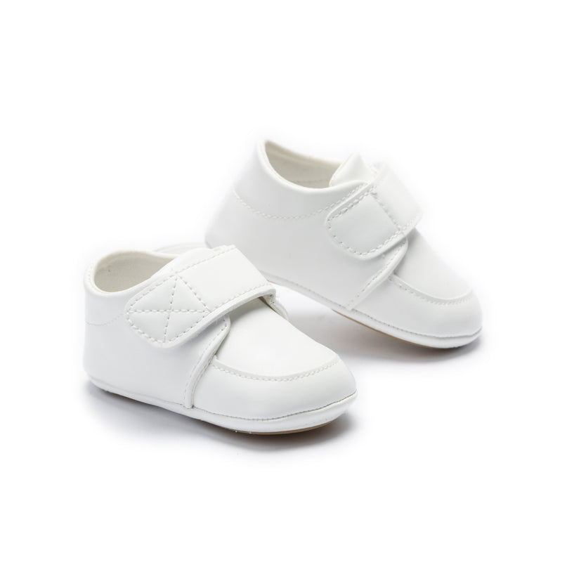 kids atelier moustache White Velcro Baby Shoes