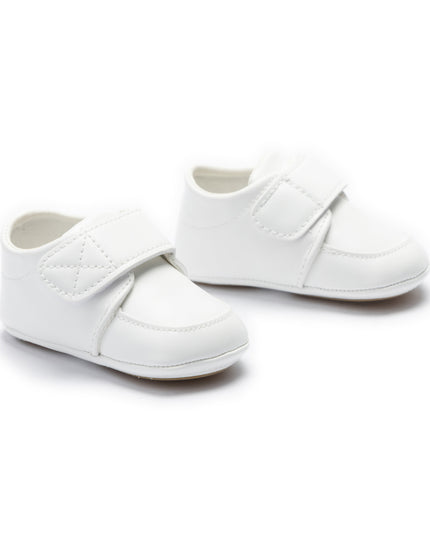 kids atelier moustache White Velcro Baby Shoes