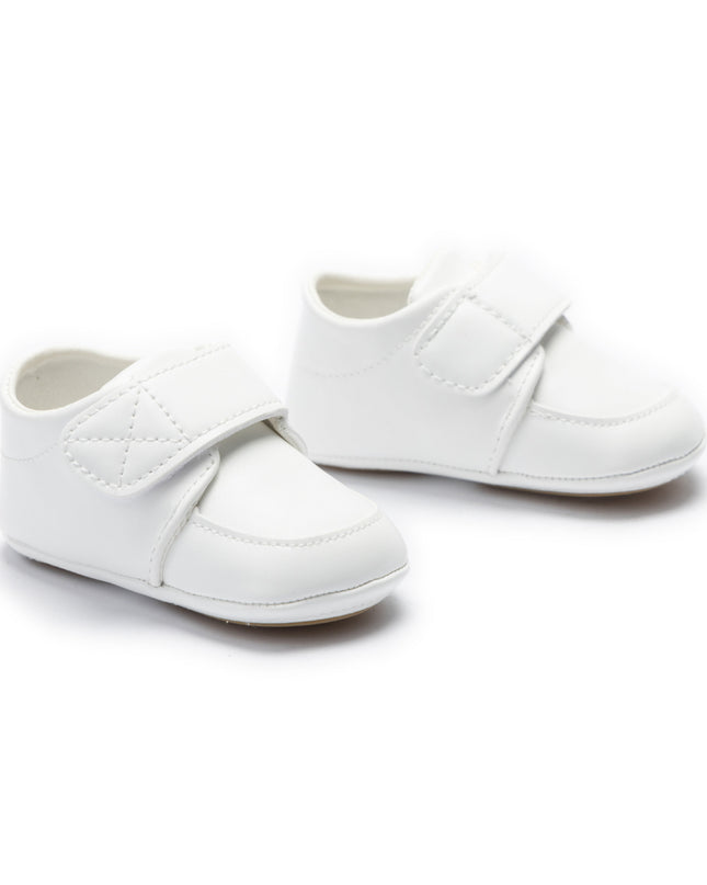 kids atelier moustache White Velcro Baby Shoes