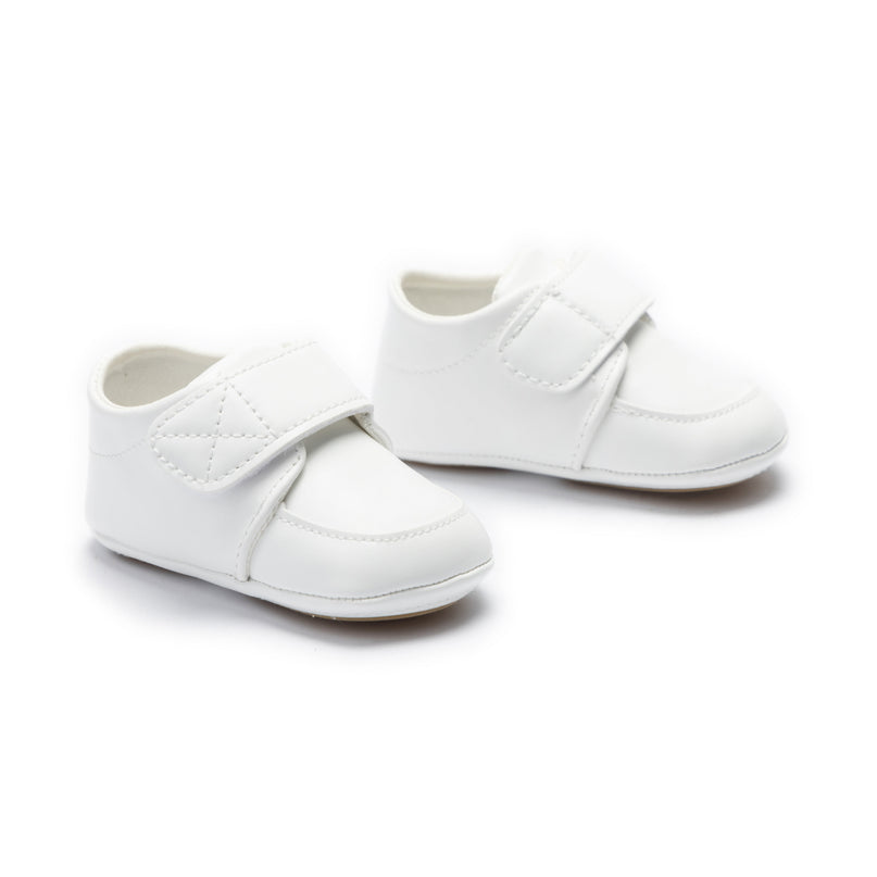 kids atelier moustache White Velcro Baby Shoes