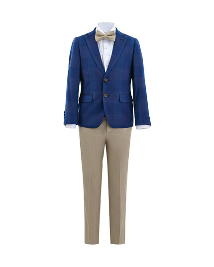 kids atelier moustache Blue Check Blazer Set