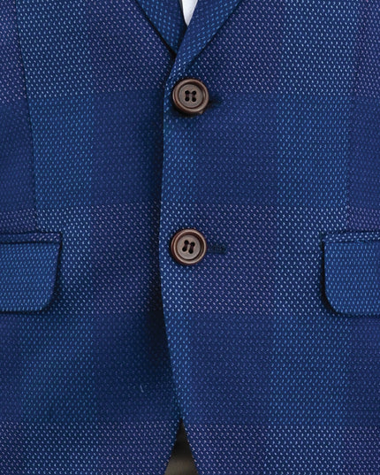 kids atelier moustache Blue Check Blazer Set