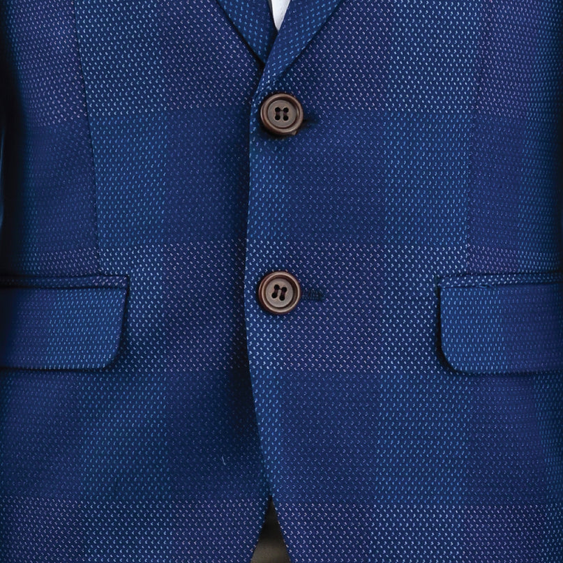 kids atelier moustache Blue Check Blazer Set