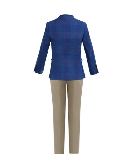 kids atelier moustache Blue Check Blazer Set