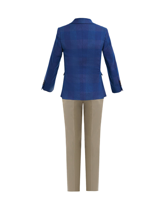 kids atelier moustache Blue Check Blazer Set