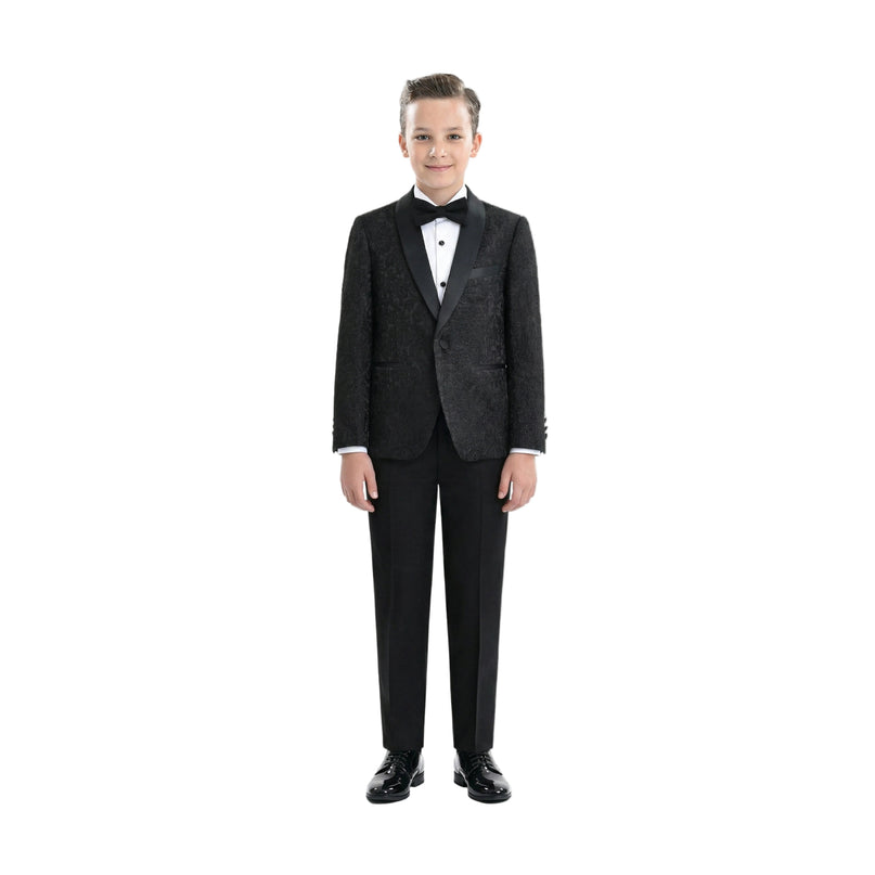 kids atelier moustache Textured Suit Set with Satin Lapels