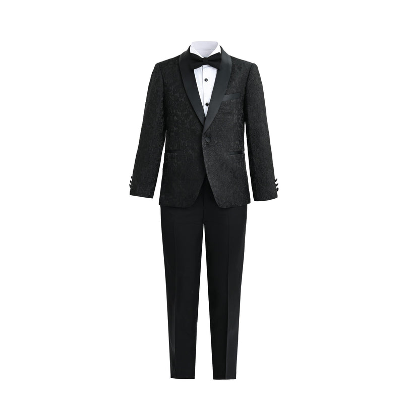 kids atelier moustache Textured Suit Set with Satin Lapels