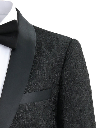 kids atelier moustache Textured Suit Set with Satin Lapels