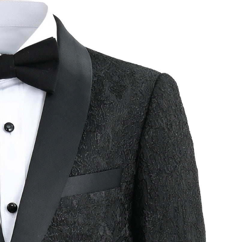 kids atelier moustache Textured Suit Set with Satin Lapels