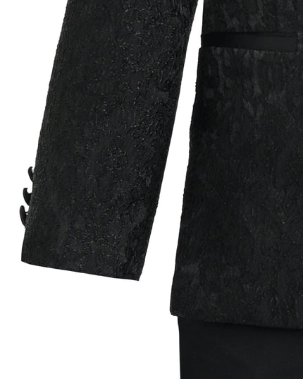 kids atelier moustache Textured Suit Set with Satin Lapels