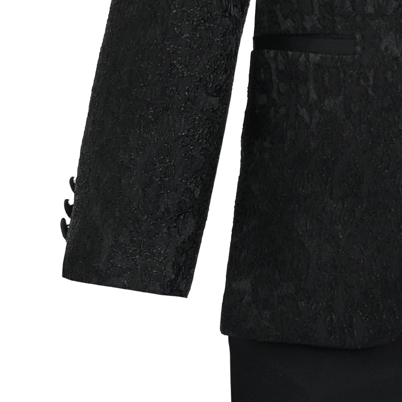 kids atelier moustache Textured Suit Set with Satin Lapels