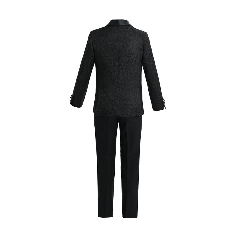 kids atelier moustache Textured Suit Set with Satin Lapels