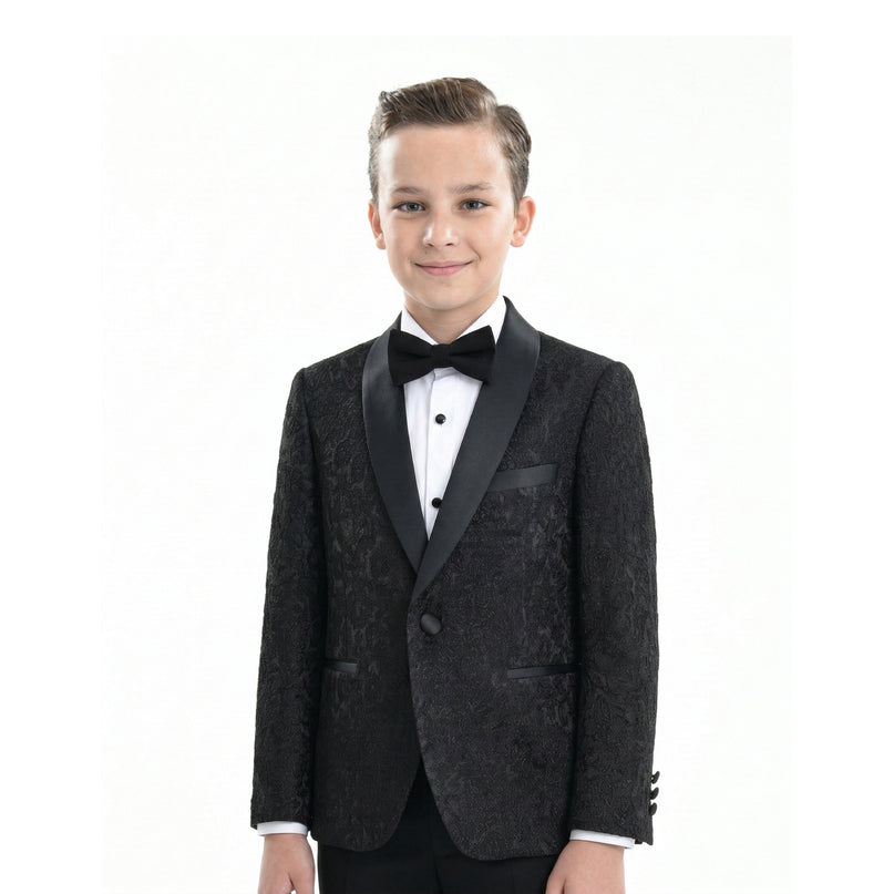 kids atelier moustache Textured Suit Set with Satin Lapels