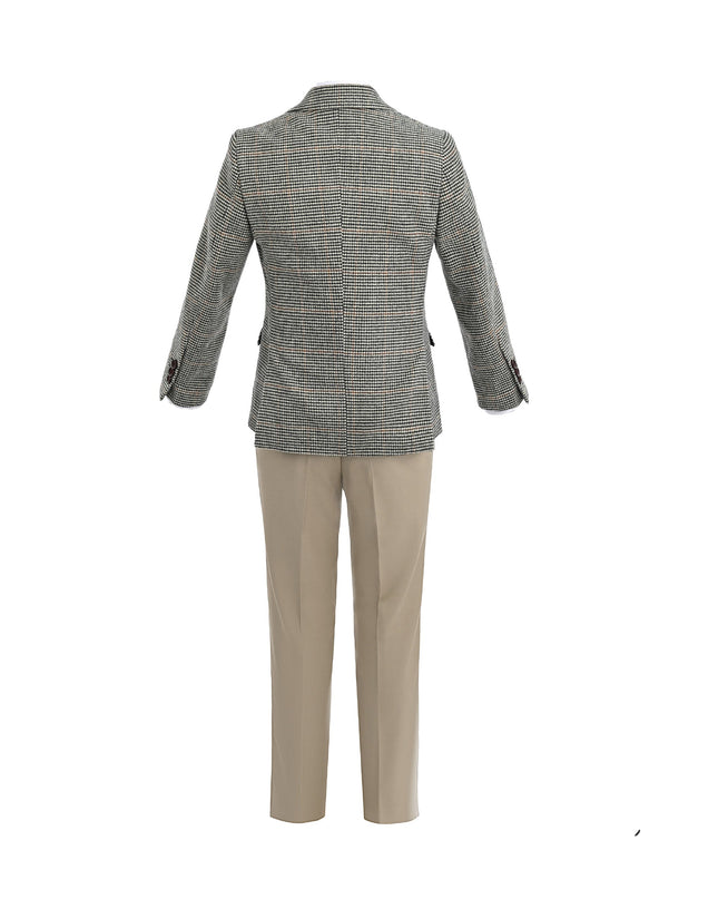 kids atelier moustache Checkered Blazer and Trousers Set