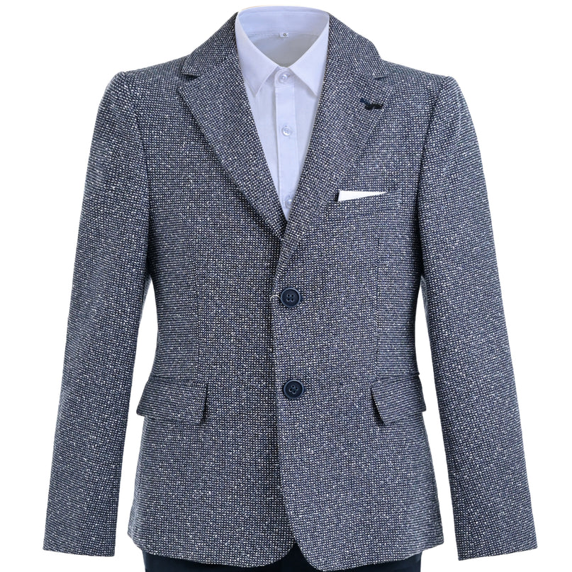 kids atelier moustache Blue Jack Textured Blazer Suit Set