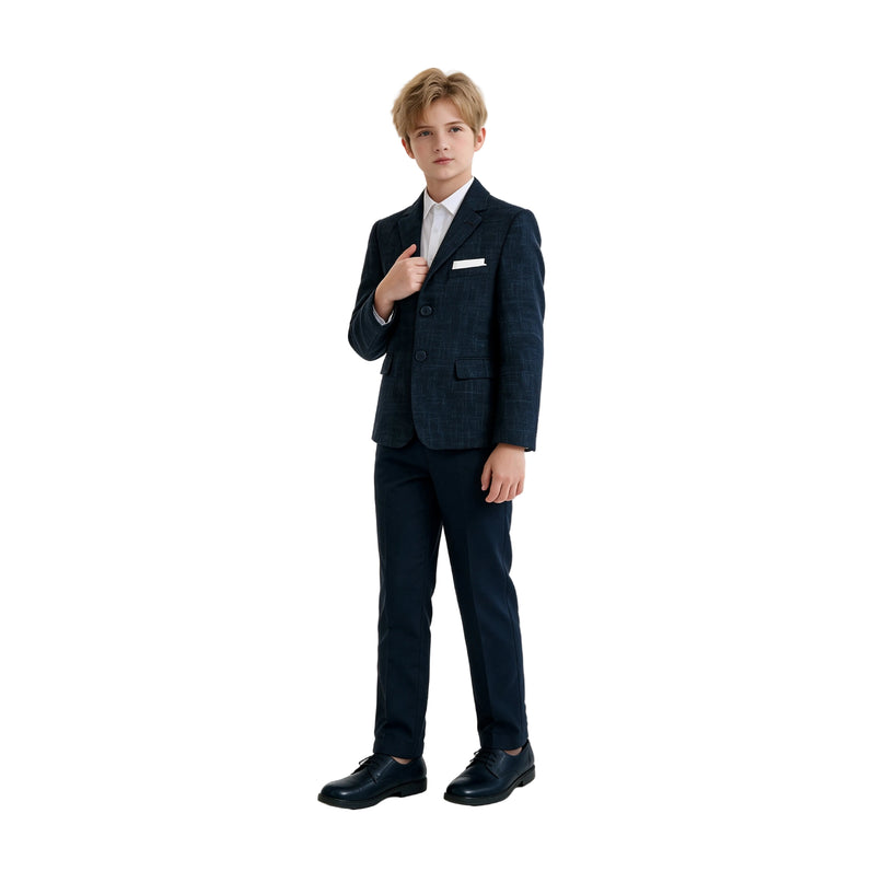 kids atelier moustache Blue Alexander Checked Pattern Blazer Suit Set