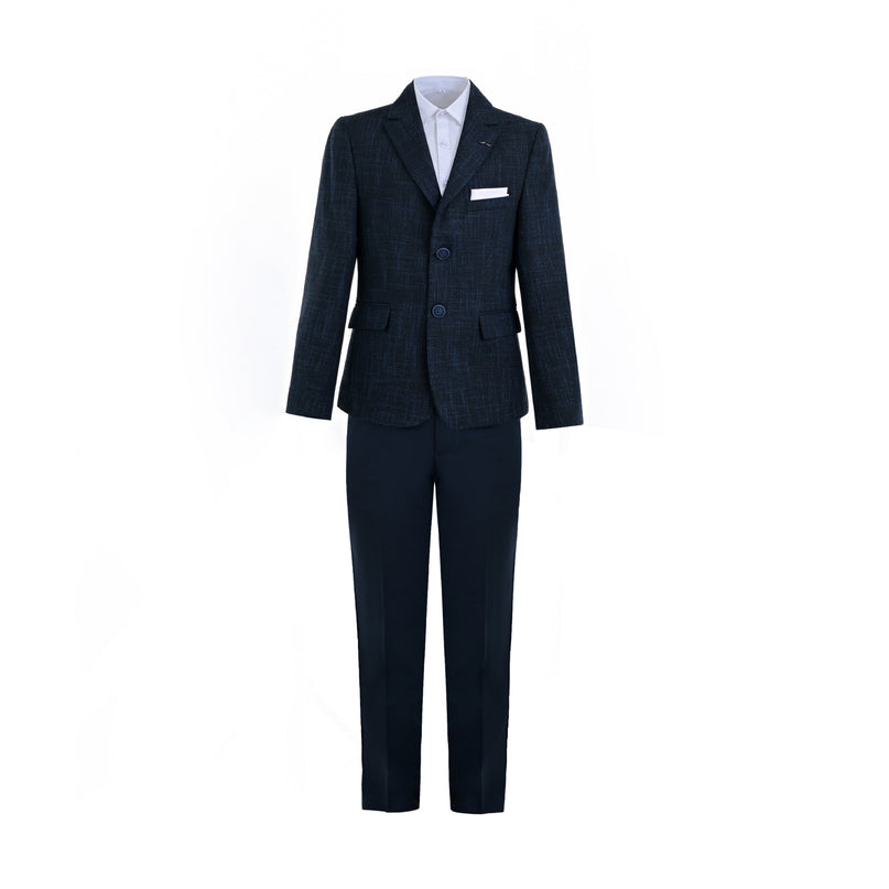 kids atelier moustache Blue Alexander Checked Pattern Blazer Suit Set