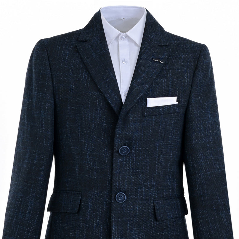 kids atelier moustache Blue Alexander Checked Pattern Blazer Suit Set