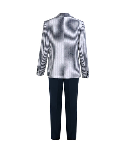 kids atelier moustache Gray Parker Striped Blazer Suit Set with Shirt