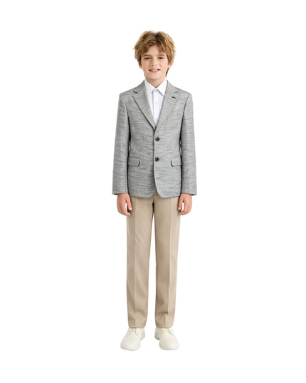 kids atelier moustache Beige Oscar Textured Blazer Suit Set with Shirt