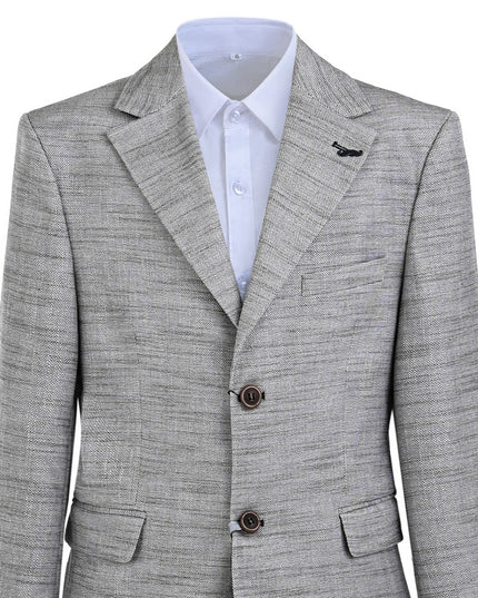 kids atelier moustache Beige Oscar Textured Blazer Suit Set with Shirt