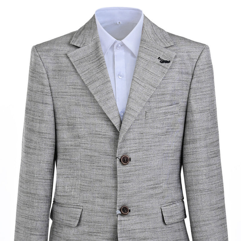 kids atelier moustache Beige Oscar Textured Blazer Suit Set with Shirt
