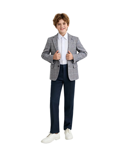 kids atelier moustache Blue Noah Plaid Blazer Suit Set with Shirt