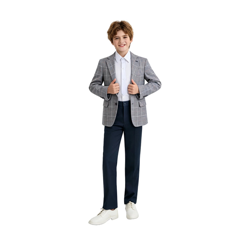 kids atelier moustache Blue Noah Plaid Blazer Suit Set with Shirt