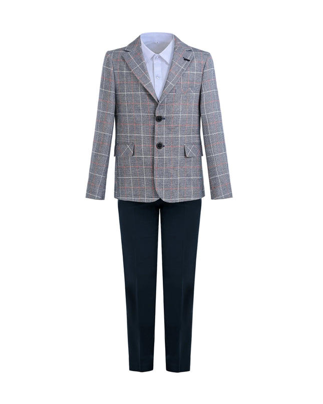 kids atelier moustache Blue Noah Plaid Blazer Suit Set with Shirt