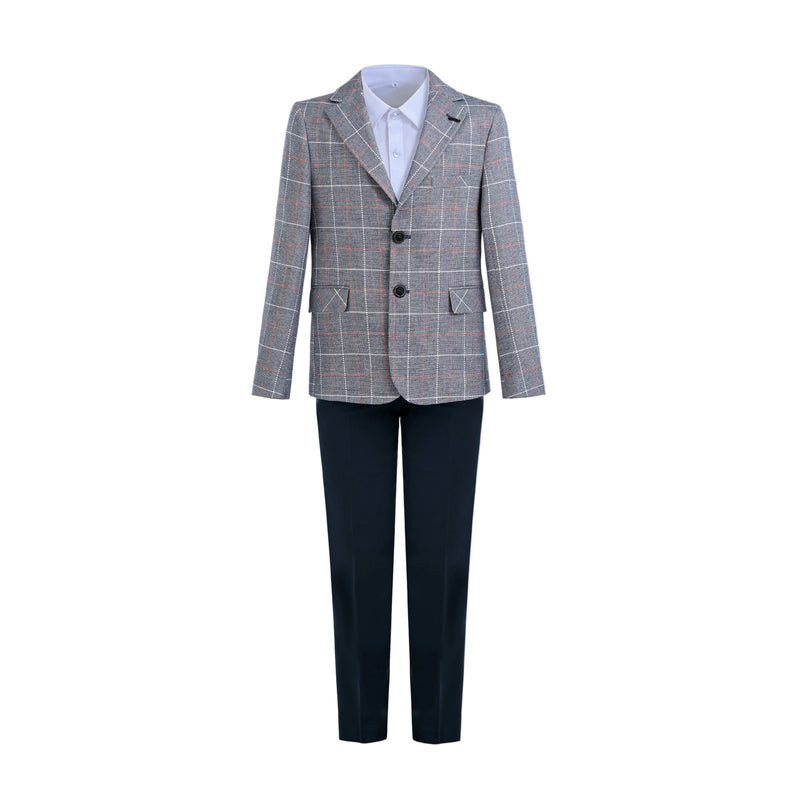 kids atelier moustache Blue Noah Plaid Blazer Suit Set with Shirt